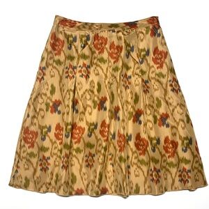 J. Jill Floral Silk Pleated A-Line Skirt NEW
